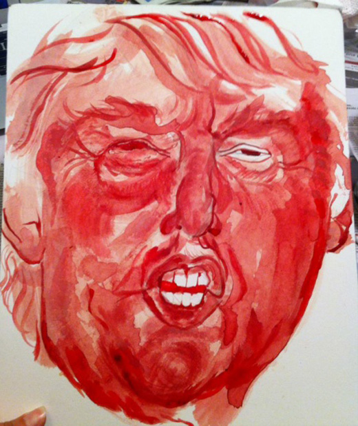 портрет Дональда Трампа менструальной кровью