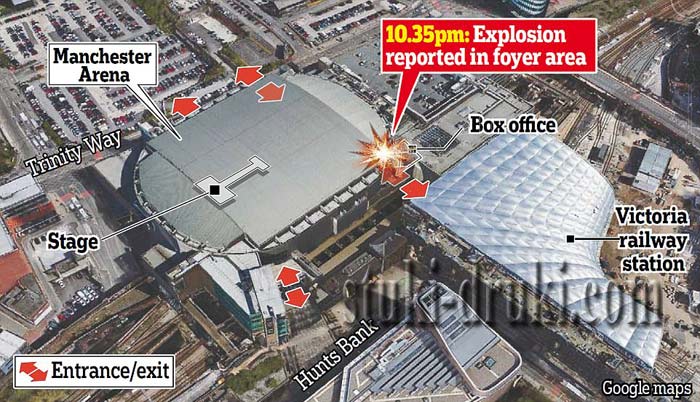 карта взрыва в Манчестере