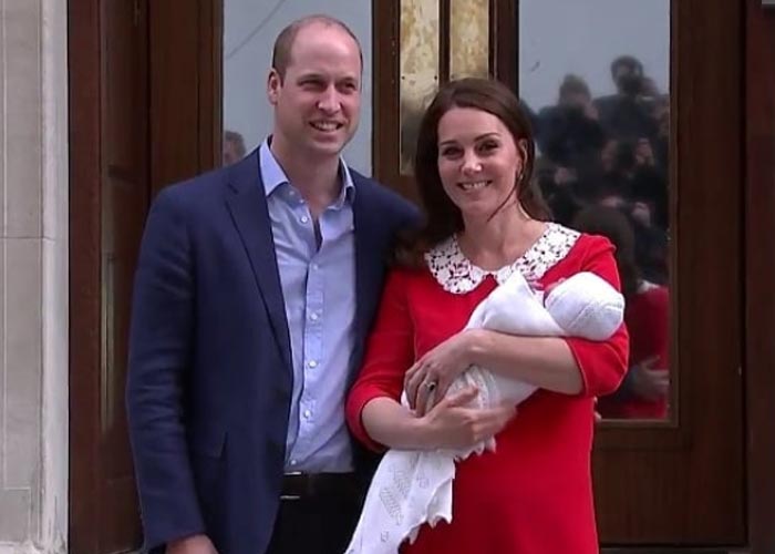 Кейт Миддлтон и принц Уильям с новорожденным третьим сыном