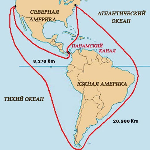 карта Панамский канал