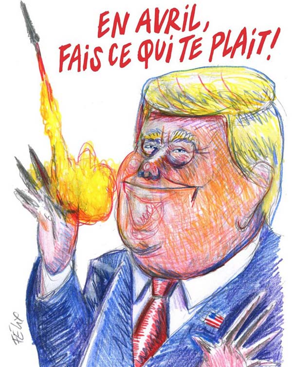 Charlie Hebdo карикатура на удар Трампа по Сирии