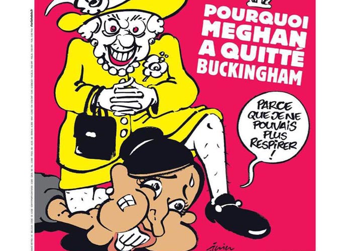 Шарли Эбдо карикатура Елизавета II душит Меган Маркл