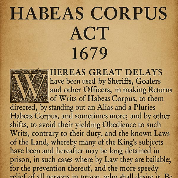1679 год в Англии принят Habeas Corpus Act