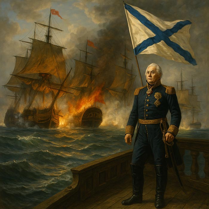 1807 год адмирал Сенявин разгромил турецкий флот в Дарданелльском сражении