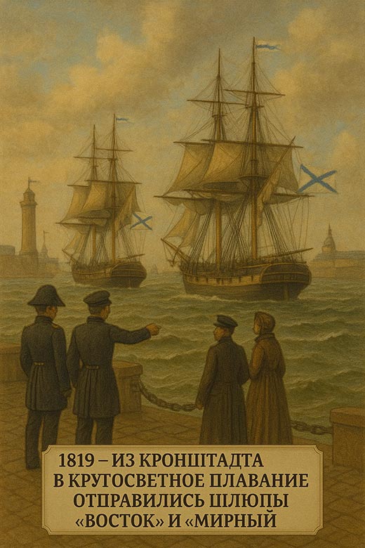 1819 год из Кронштадта в кругосветное плавание отправились шлюпы «Восток» и «Мирный»