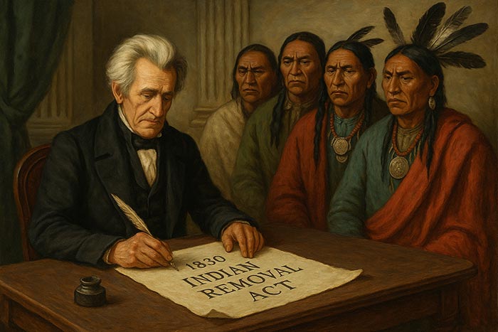 1830 год Эндрю Джексон подписал Закон о переселении индейцев