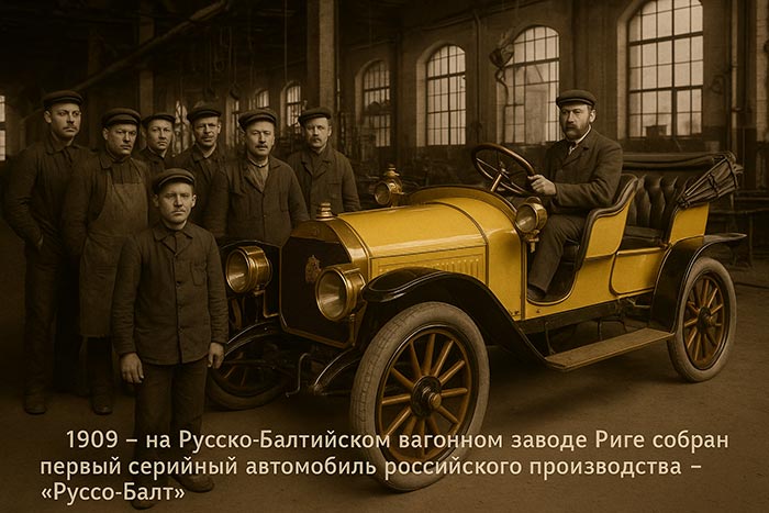 1909 год первый серийный автомобиль российского производства «Руссо-Балт»