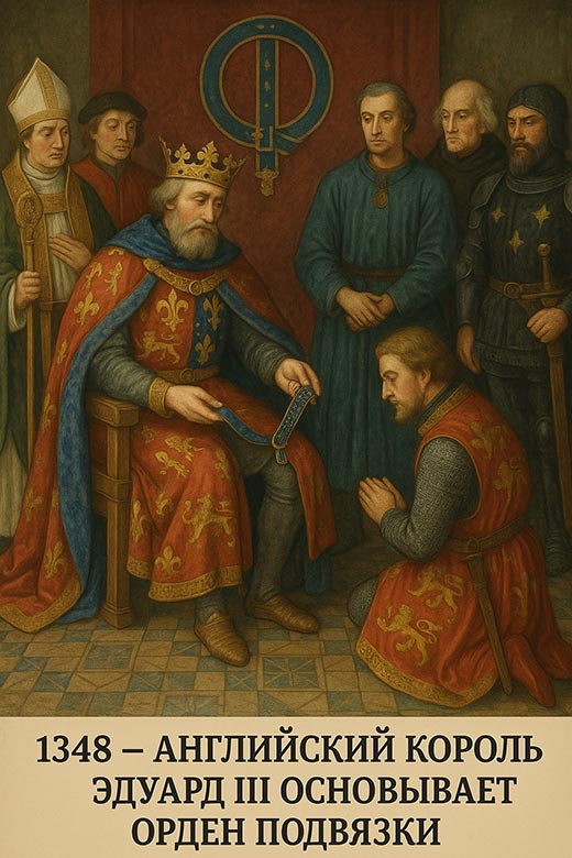 Английский король Эдуард III основывает орден Подвязки