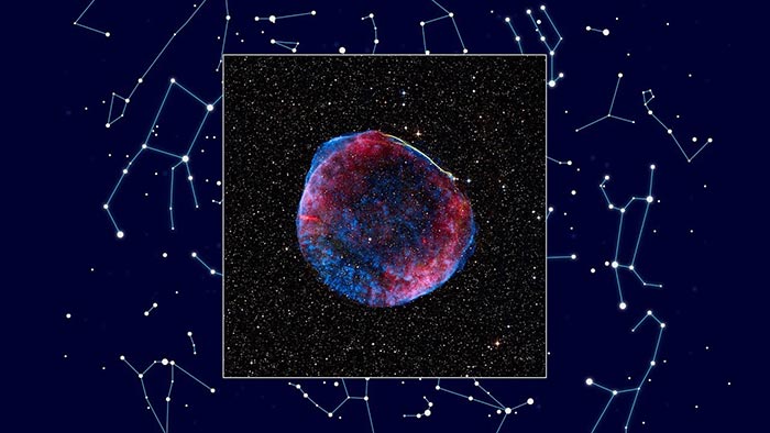 сверхновая звезда SN 1006 в созвездии Волк