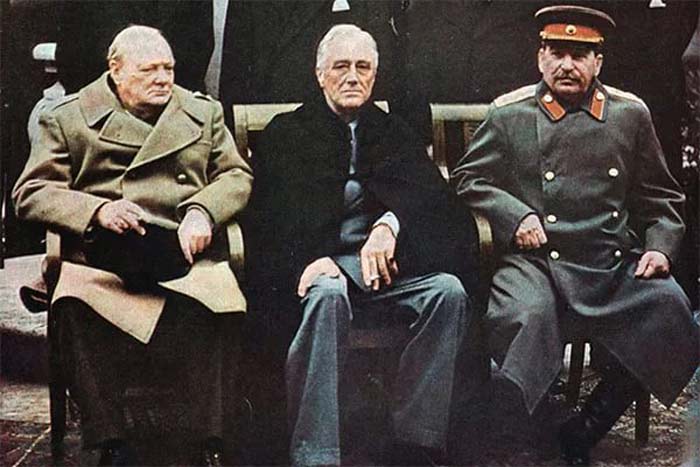 Черчилль Рузвельт Сталин на Ялтинской конференции