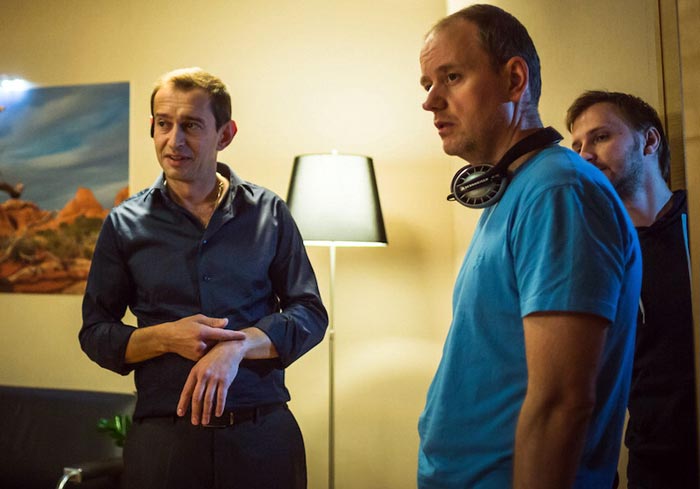 Алексей Красовский и Константин Хабенский на съемках фильма Коллектор