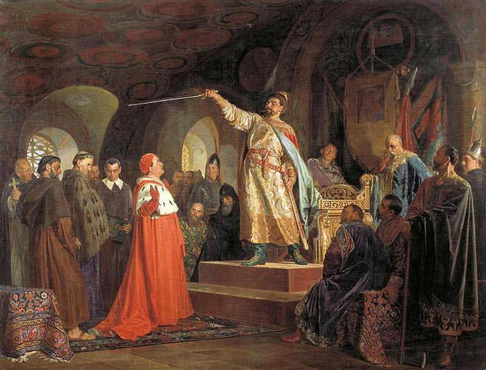 Роман Галицкий принимает послов папы римского Иннокентия III