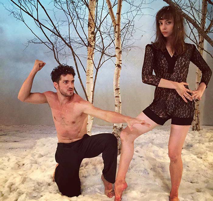 Анастасия Шевцова и Жереми Белингард на съемках фильма Балерина