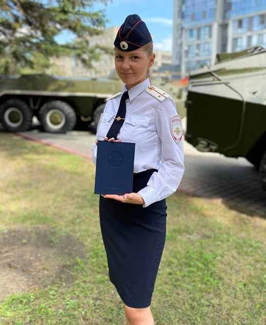 Дарья Выходцева во время работы в полиции