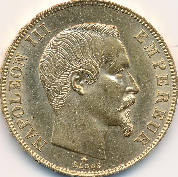 Изображение Наполеона III на моненте 50 франков