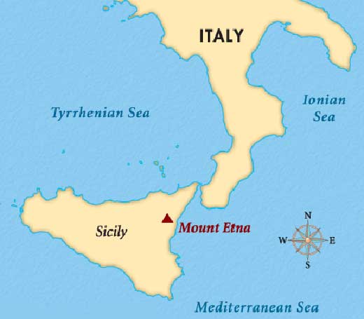 вулкан Этна на карте