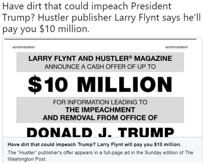 Ларри Флинт объявление импичмент Трампу