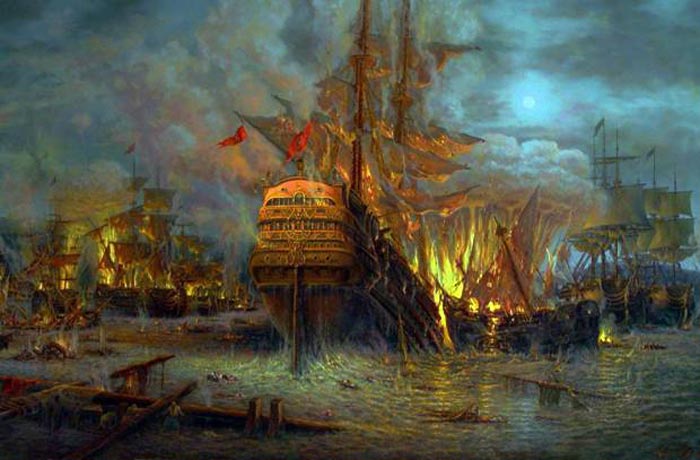 Чесменское сражение 7 июля 1770 года
