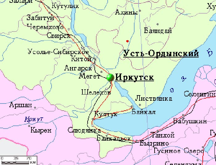 Карта урика иркутский
