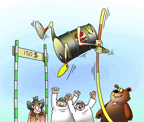 Карикатура нефть на бирже