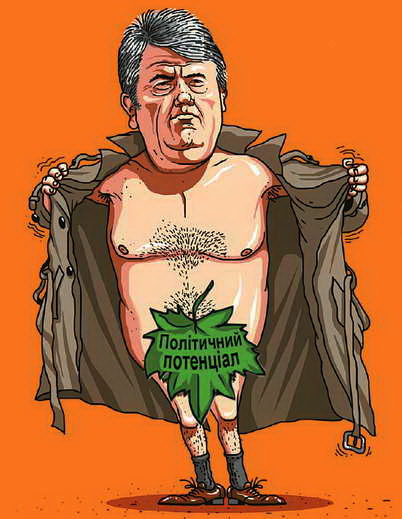 украинская политика в карикатурах Ющенко прикрыл срам фиговым листком