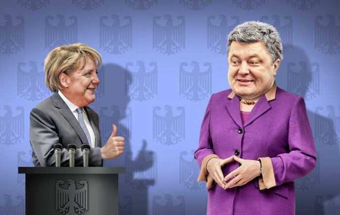 карикатура Порошенко и Меркель