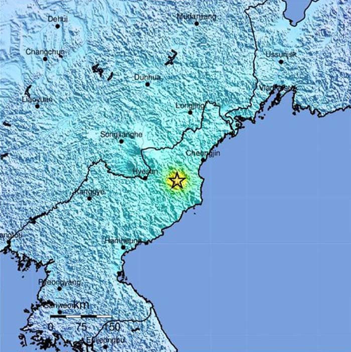 место землетрясения в КНДР