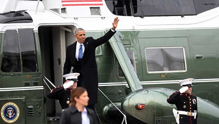 Обама на борту вертолета