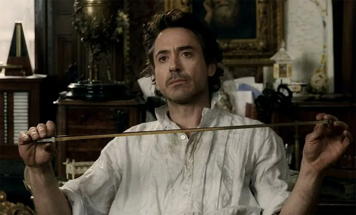 Роберт Дауни младший в фильме Шерлок Холмс