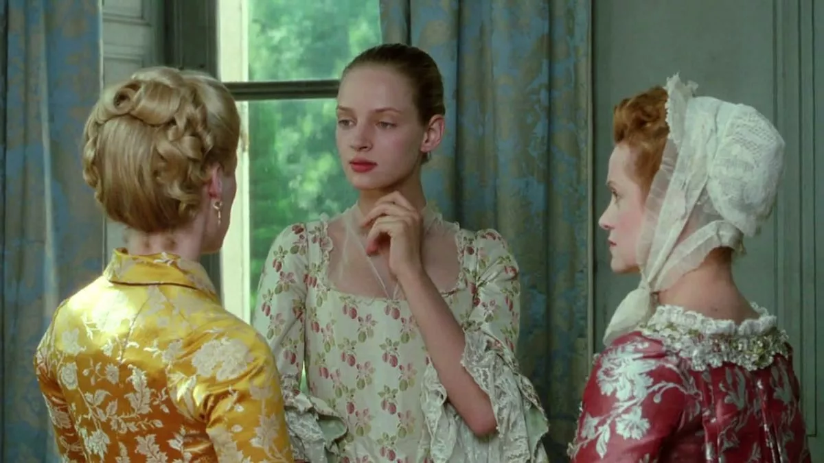 Ума Турман в фильме Опасные связи Ума Турман в фильме Опасные связи